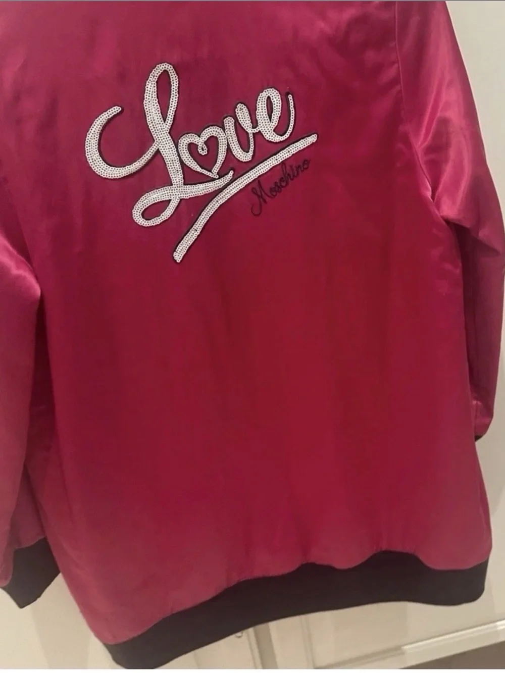 Love Moschino Pink Satin Bomber Jacket – Size 4  Small $580